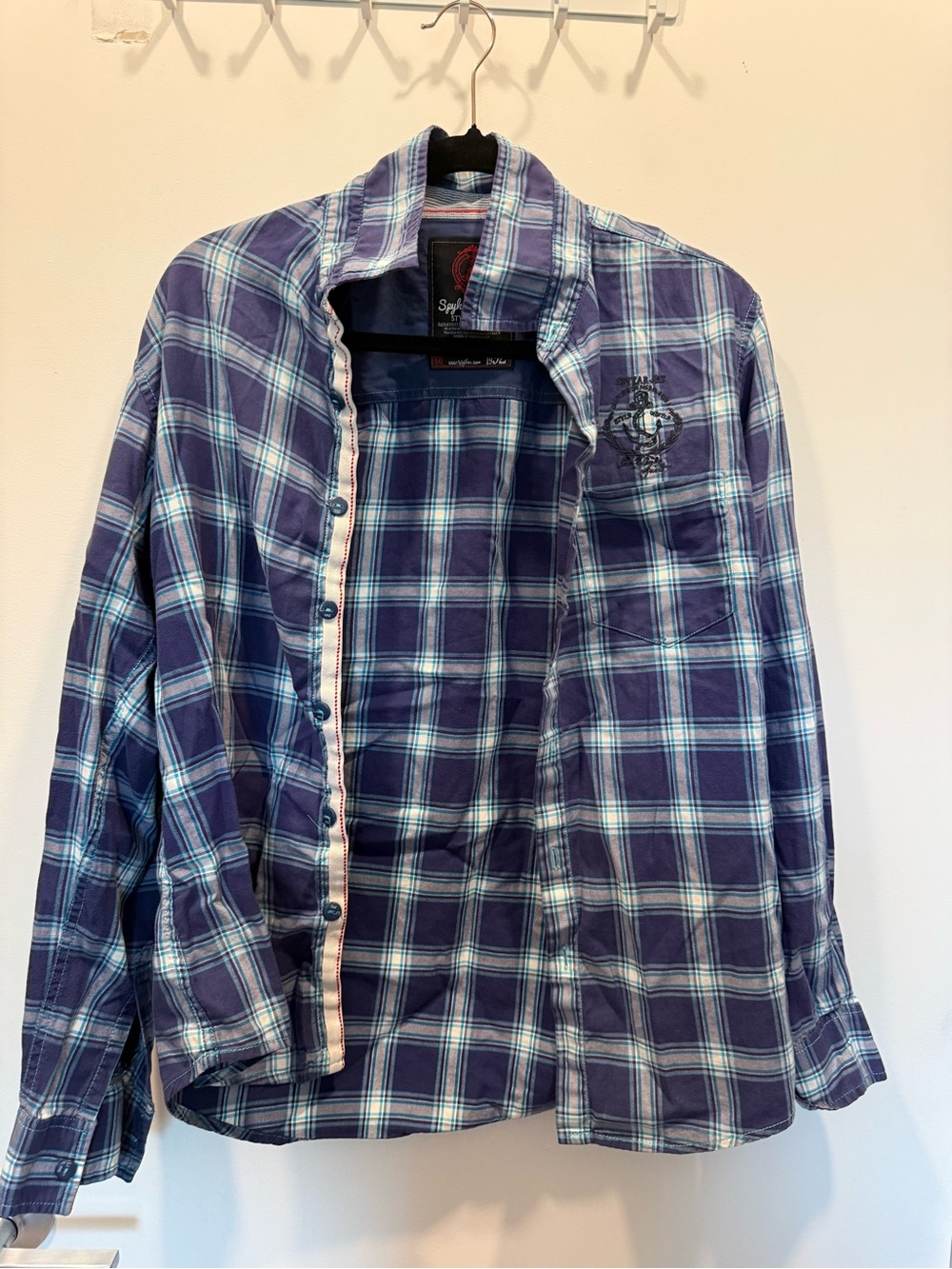 Plaid Button-Up Shirt in Blue - Men's Casual Shirt